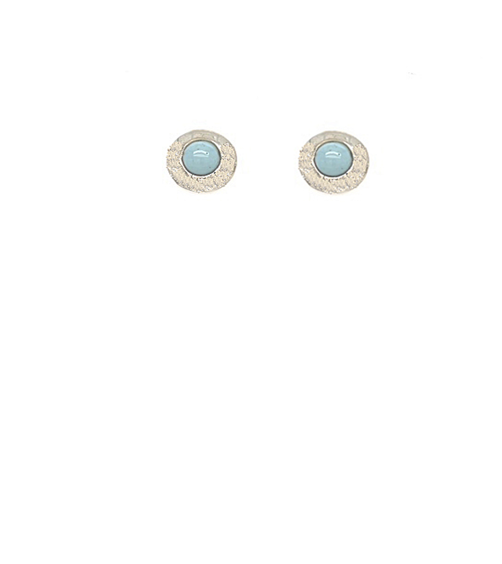 Swedish Blue Brag Stone and Sterling Silver Post Earrings
