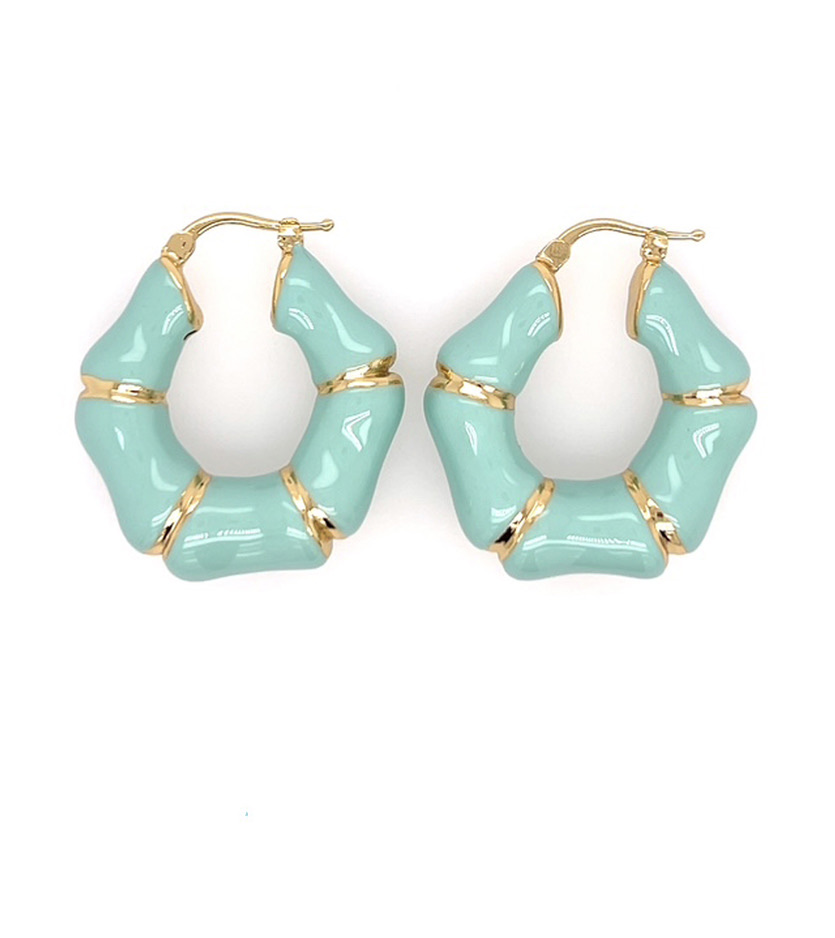 Mint Green Bamboo Italian Earrings