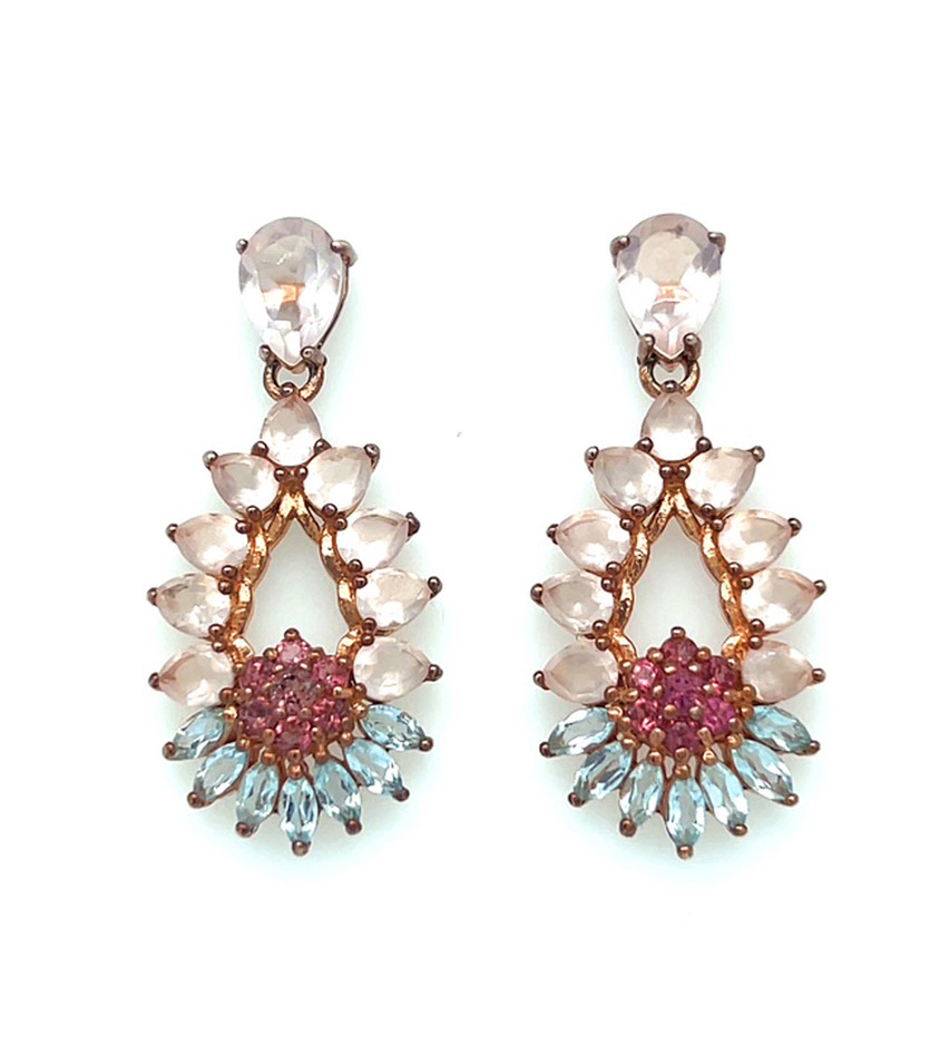 Rose Quartz and Aquamarine Earrings
