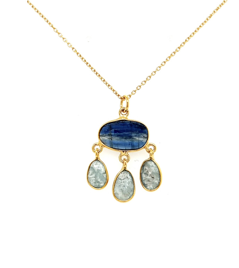 Blue Kyanite and Aquamarine French Necklace