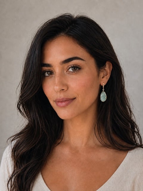 Woman Wearing Aquamarine Earrings