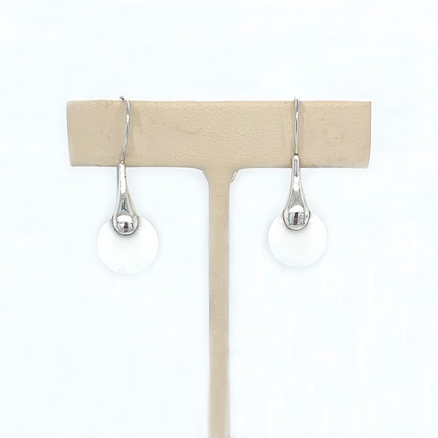 Rimless Drop White Onyx Earrings