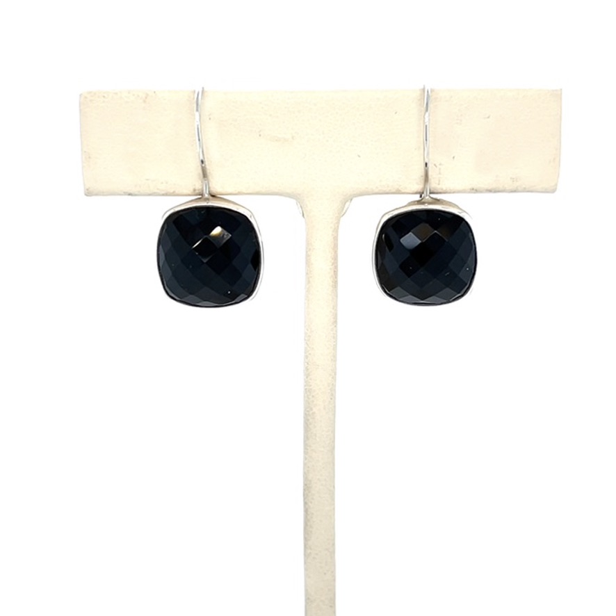Faceted Black Onyx Earrings