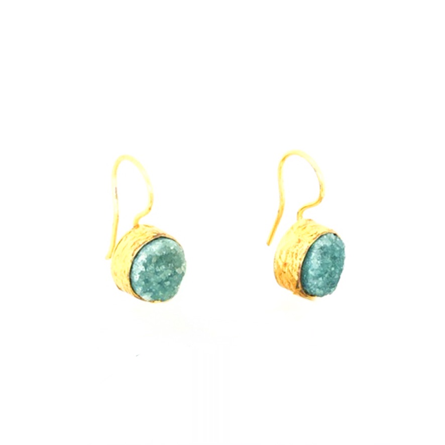 Green Druzy Quartz Earrings