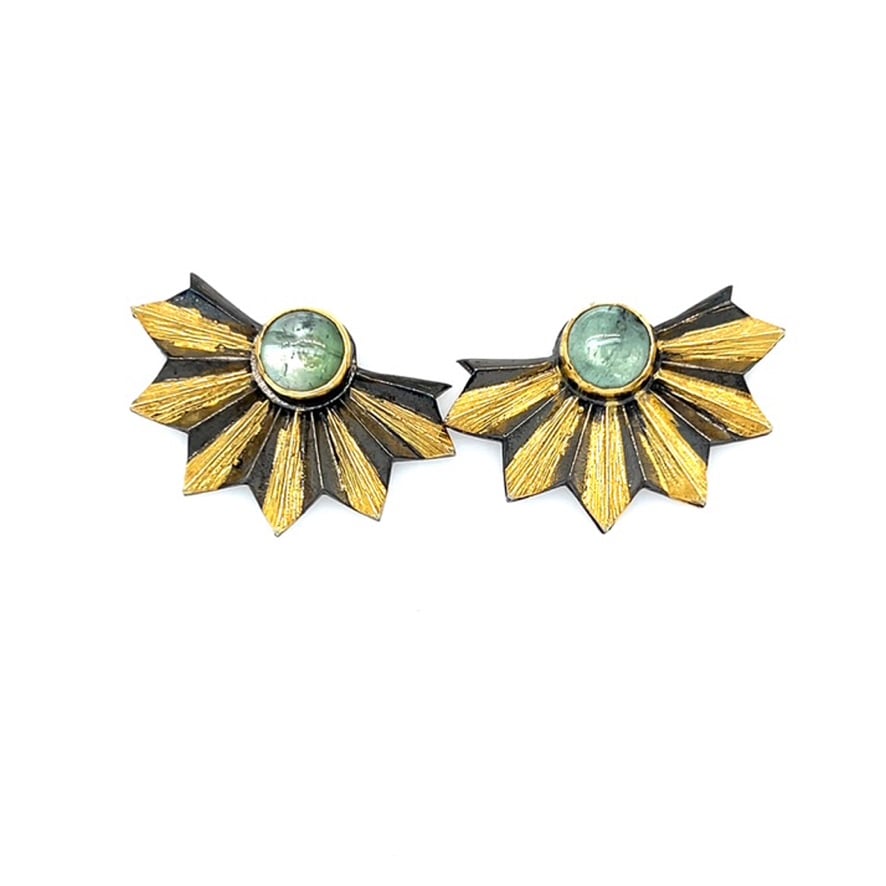 Green Tourmaline Leaf Earrings