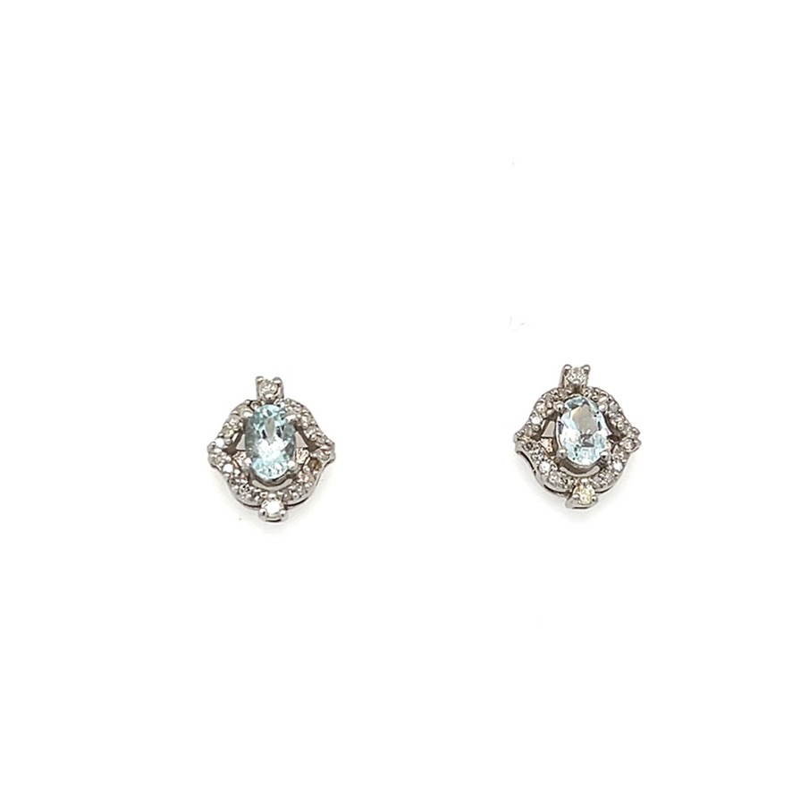 Diamond Aquamarine Earrings