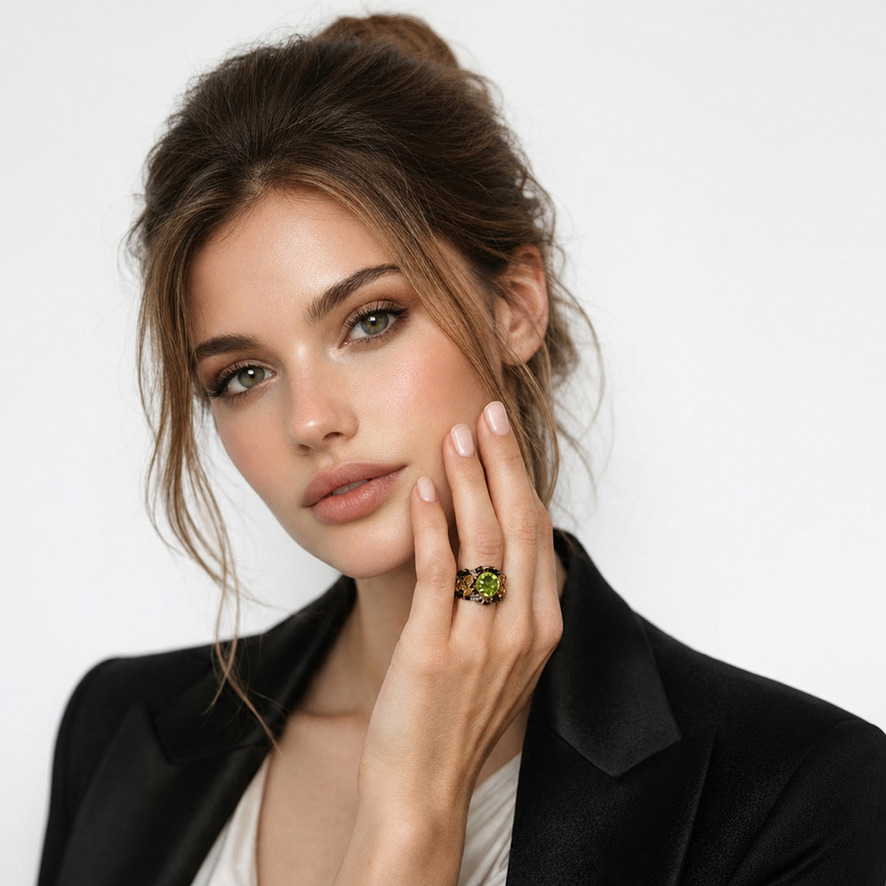 Woman Wearing Peridot Ring